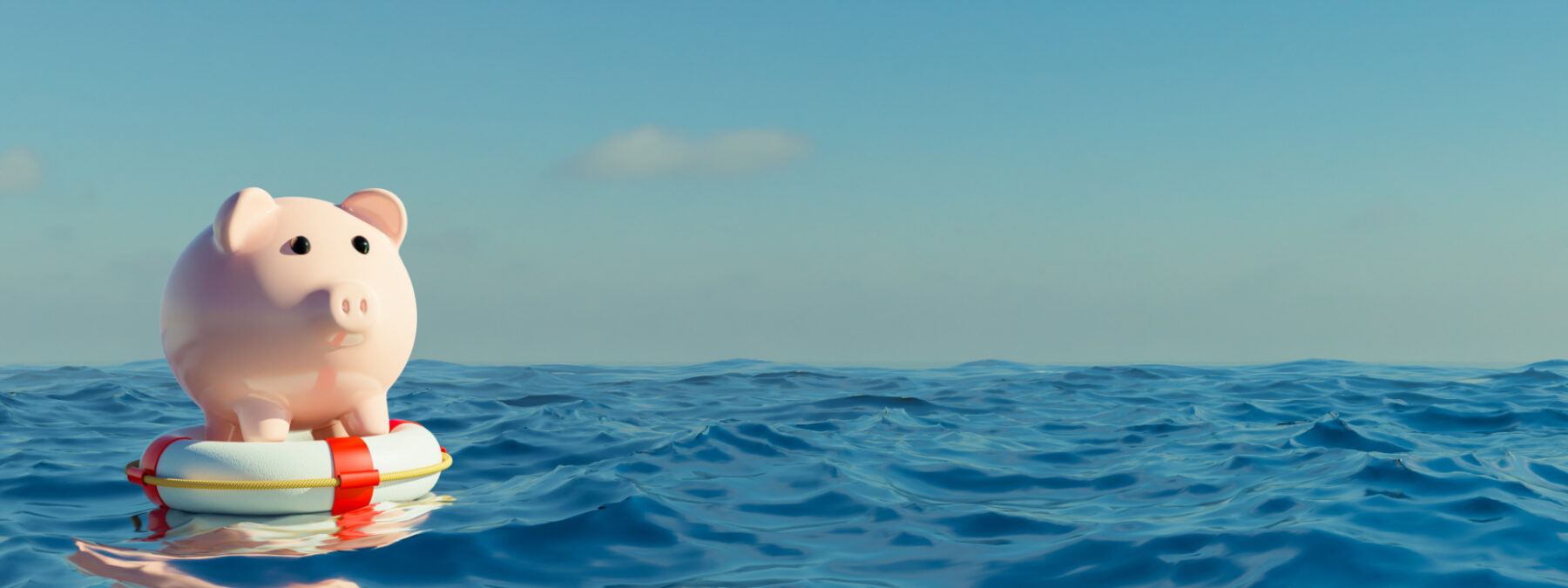 Piggy bank on the ocean, boat insurance, watercraft insurance
